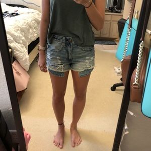 A&E High Waisted Distressed Denim Shorts